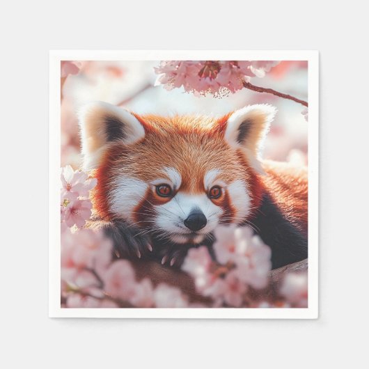 Rode panda tussen de kersenbloesems servet (Voorkant)