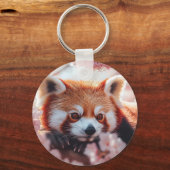 Rode panda tussen de kersenbloesems sleutelhanger (Achterkant)