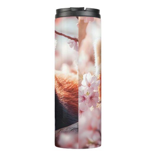 Rode panda tussen de kersenbloesems thermosbeker (Achterkant)