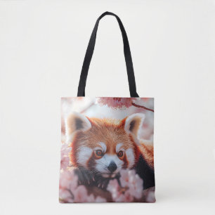 Rode panda tussen de kersenbloesems tote bag