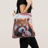 Rode panda tussen de kersenbloesems tote bag (Dichtbij)