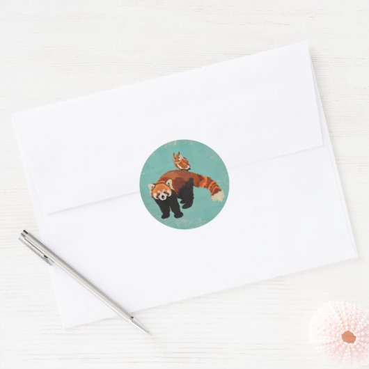 Rode Panda & Uil Sticker (Envelop)