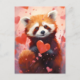Rode Panda Valentijnsdag Briefkaart