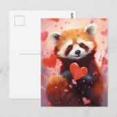 Rode Panda Valentijnsdag Briefkaart (Voorkant / Achterkant)