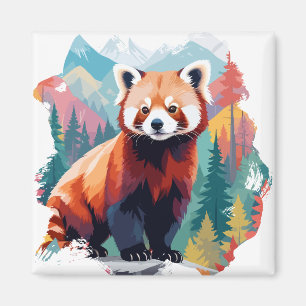 Rode Panda Vector Art Animal in de majestueuze Nat Magneet