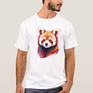 Rode Panda Vector Art met levendige kleuren T-shirt