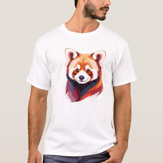 Rode Panda Vector Art met levendige kleuren T-shirt (Voorkant)