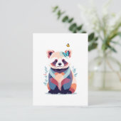 Rode Panda Vector Schilderen Schattig Fun Animal P Feestdagenkaart (Staand voorkant)