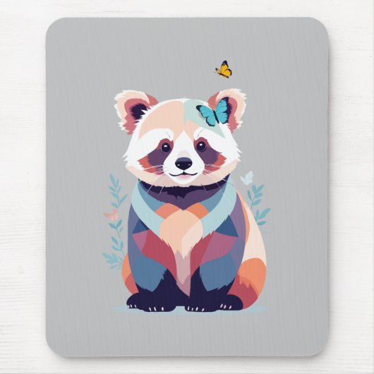 Rode Panda Vector Schilderen Schattig Fun Animal P Muismat (Voorkant)