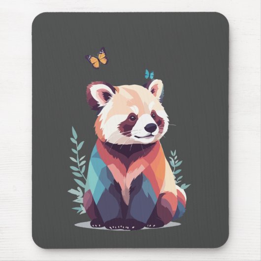 Rode Panda Vector Schilderen Schattig Fun Animal P Muismat (Voorkant)