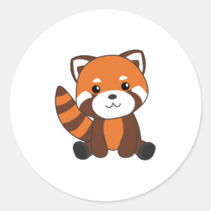 Rode panda verkuilt dieren voor kinderen in Kawaii Ronde Sticker
