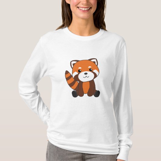 Rode panda verkuilt dieren voor kinderen in Kawaii T-shirt (Voorkant)