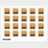 Rode panda vierkante sticker (Vel)
