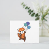 Rode panda vliegt ballonnen die dieren doden briefkaart (Staand voorkant)