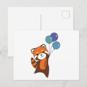 Rode panda vliegt ballonnen die dieren doden briefkaart (Voorkant / Achterkant)