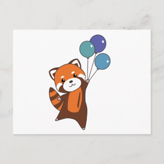 Rode panda vliegt ballonnen die dieren doden briefkaart (Voorkant)