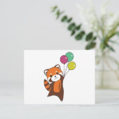 Rode panda vliegt ballonnen die dieren doden briefkaart (Staand voorkant)