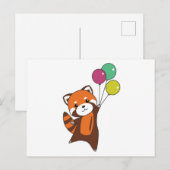 Rode panda vliegt ballonnen die dieren doden briefkaart (Voorkant / Achterkant)