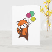 Rode panda vliegt ballonnen die dieren doden kaart (Gele Bloem)