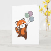 Rode panda vliegt ballonnen die dieren doden kaart (Gele Bloem)