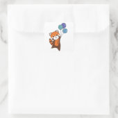 Rode panda vliegt ballonnen die dieren doden vierkante sticker (Tas)