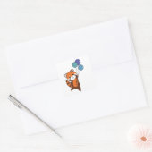 Rode panda vliegt ballonnen die dieren doden vierkante sticker (Envelop)