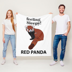 Rode Panda Voel je slaperig Grappig Rode Panda Fleece Deken