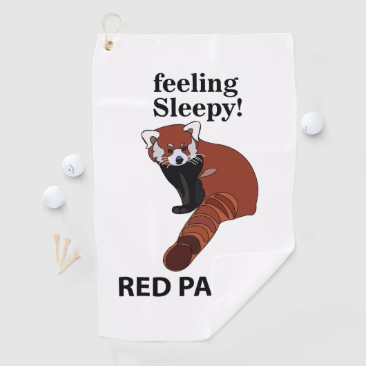 Rode Panda Voel je slaperig Grappig Rode Panda Golfhanddoek (Insitu)