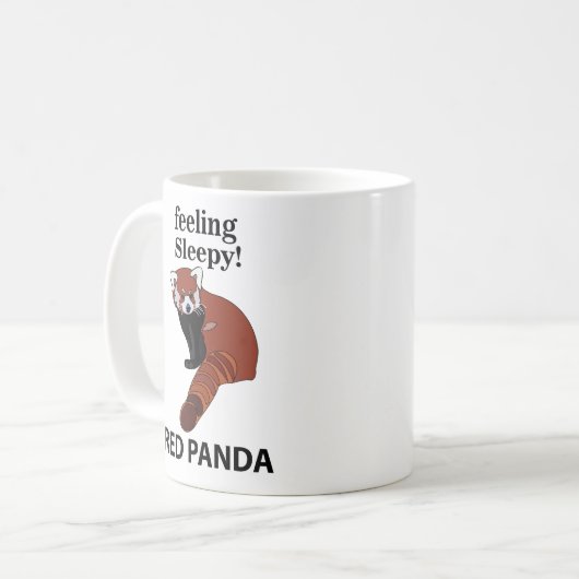 Rode Panda Voel je slaperig Grappig Rode Panda Koffiemok (Voorkant links)