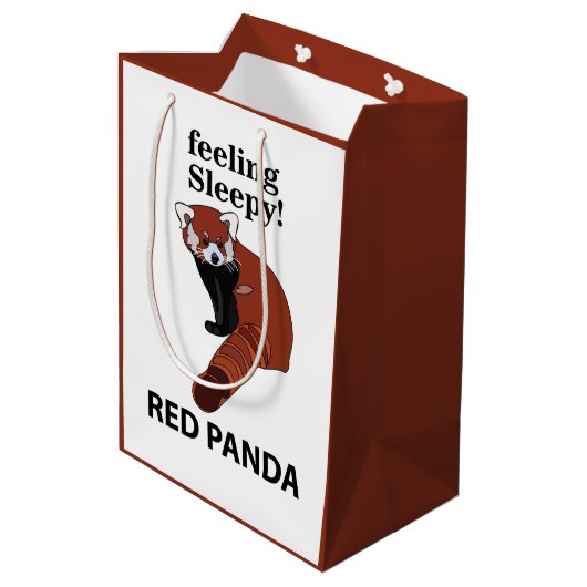Rode Panda Voel je slaperig Grappig Rode Panda Medium Cadeauzakje (Achterkant Gekanteld)