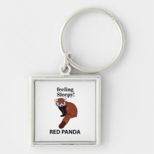 Rode Panda Voelt Slaperig Grappige Rode Panda Sleutelhanger