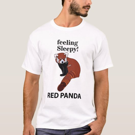 Rode Panda Voelt Slaperig Grappige Rode Panda T-shirt (Voorkant)