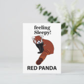 Rode panda voelt zich slaperig Grappige rode panda Briefkaart (Staand voorkant)