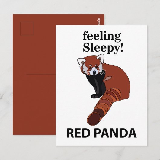 Rode panda voelt zich slaperig Grappige rode panda Briefkaart (Voorkant / Achterkant)