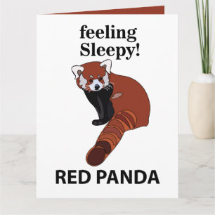 Rode panda voelt zich slaperig Grappige rode panda Kaart