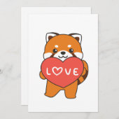 Rode panda voor het Valentijnsdagen van het katten Feestdagenkaart (Voorkant / Achterkant)