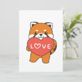 Rode panda voor het Valentijnsdagen van het katten Feestdagenkaart (Staand voorkant)