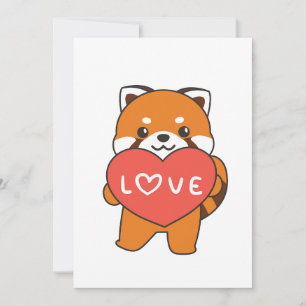 Rode Panda voor Valentijnsdag Cute Dieren Hart H Feestdagenkaart