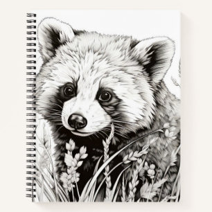 Rode Panda Vreedzame Natuur Prairie Schetstekening Notitieboek