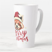 Rode Panda Vrolijk Kerstfeest Latte Mok (Rechterhoek)