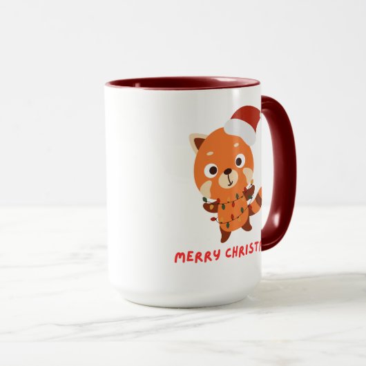 Rode panda Vrolijk kerstfeest Mok (Voorkant rechts)