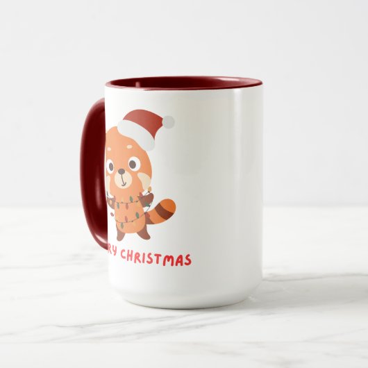 Rode panda Vrolijk kerstfeest Mok (Voorkant links)