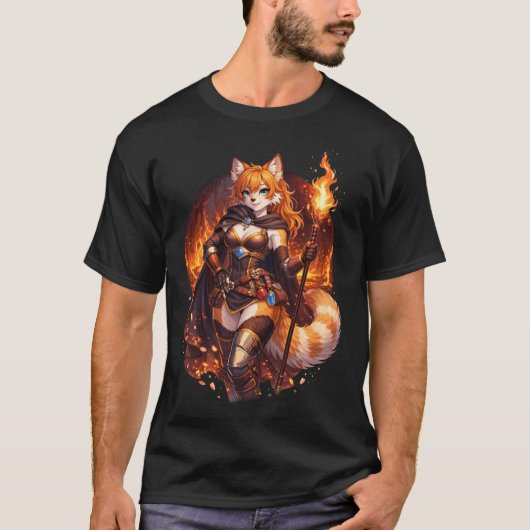 Rode Panda Vuur Magiër T-shirt (Voorkant)