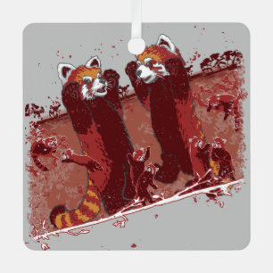 Rode Panda Woede Metalen Ornament