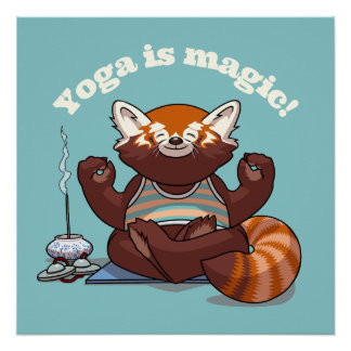 Rode Panda Yoga is Magie! Dierlijke Meditatie Kuns Perfect Poster