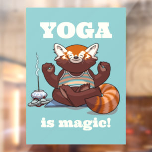 Rode Panda Yoga Is Magie! Dierlijke Meditatie Kuns Raamsticker