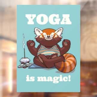 Rode Panda Yoga Is Magie! Dierlijke Meditatie Kuns Raamsticker