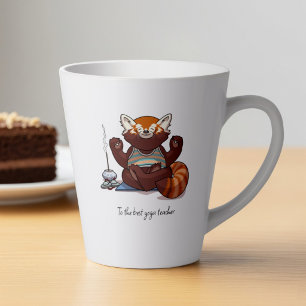 Rode Panda Yoga Leraar Cadeau Meditatie Kunstwerk Latte Mok