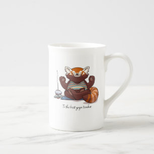 Rode Panda Yoga Leraar Cadeau Meditatie Kunstwerk Porselein Kop