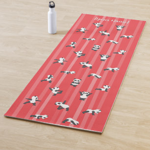 Rode Panda Yoga Mat Aangepaste Naam Aan Beide Kant